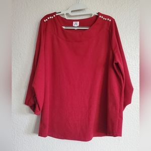 Dress Barn Burgundy Red Quarter Sleeve Top Women's Size 1X